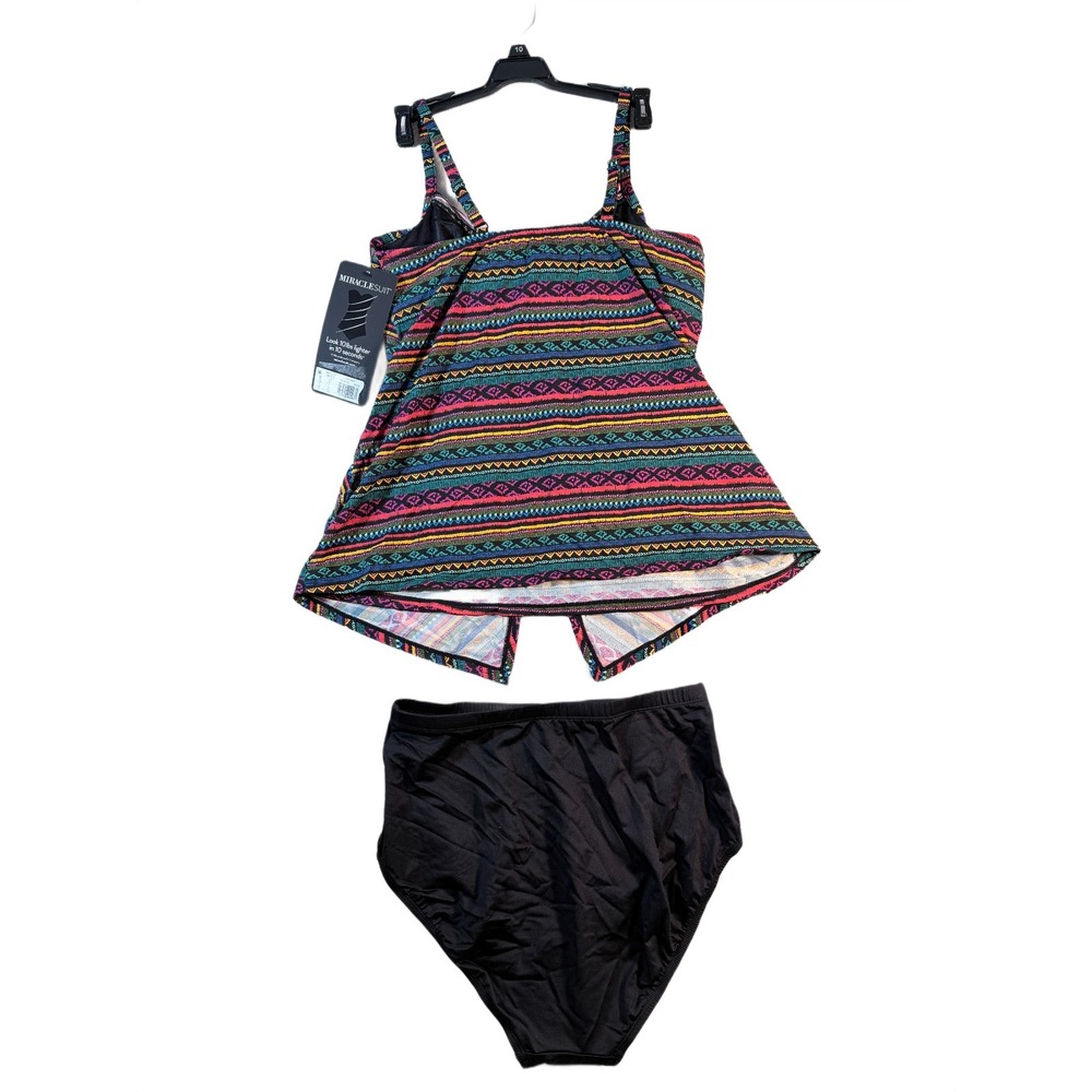 Miraclesuit Love Knot Tankini Set Size 12 NWT Blue Floral Tummy Control Swimsuit - Picture 6 of 16